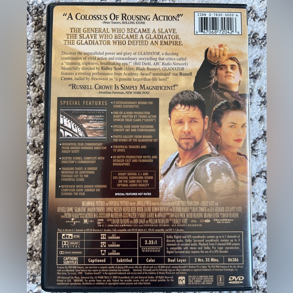 Gladiator DVD Signature Selection Widescreen Ridley Scott Russell Crowe - Picture 3 of 7